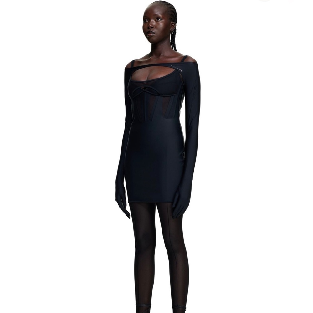 Mugler x H&M Collaboration Sleeveless Black Mini Corset Dress Size XL BodyCon - Picture 2 of 15
